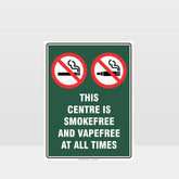 Custom Signs Outdoor Metal,Prohibition This Centre Is Smoke And Vape Free At All Times Sign